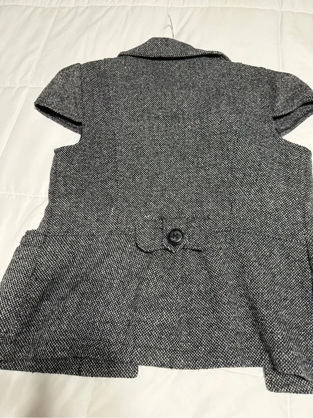 Black Tweed Sleeveless Button Vest